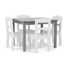 Playfully stylish design fits bedroom, playroom or family this toddler table and chairs in white designed by p'kolino to be a playful and practical table set for even the most creative toddler. Humble Crew Inspire 5 Piece Grey White Kids Table And Chair Set Tc770 The Home Depot