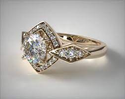 Art deco engagement rings gold. Art Deco Geometric Diamond Engagement Ring 14k Yellow Gold 17022y14