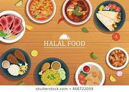 Halal Food On A Wooden Background Vector Halal Food Top View Halal Recipes Food Halal
