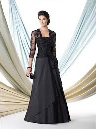 Formal A Line Black Taffeta Lace Beaded Bolero Jacket Mother Of The Bride Evening Dress Taffeta Evening Dresses Evening Dresses Prom Colorful Dresses