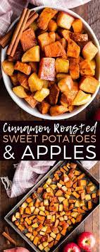This Cinnamon Roasted Sweet Potatoes And Apples Recipe Is A Healthy And Easy S Sweet Potato Recipes Healthy Healthy Potato Recipes Stuffed Sweet Potato Healthy