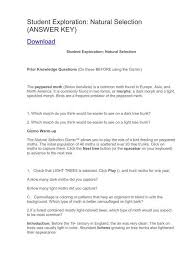 Check spelling or type a new query. Student Exploration Natural Selection Answer Key Natural Selection Student Peppered Moth