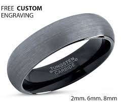 Black And Silver Mens Wedding Band Tungsten Ring Brushed Silver Mens Wedding Band Black 6mm Engagement Ring Promise Ring Rings For Men Rings For Women Silver Ring Tungsten Wedding Bands Black Wedding Band Mens Wedding Bands Black