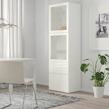 Besta Storage Combination W Glass Doors White Selsviken High Gloss White Clear Glass 23 5 8x16 1 2x76 Shop Online Or In Store Ikea Vitrine Weiss Glastur Frost Glas