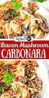 Bacon Mushroom Carbonara Recipe Bacon Stuffed Mushrooms Bacon Pasta Recipes Mushroom Carbonara