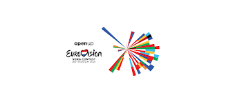 Where are the 2 background dancers on both sides of the main logo? Eurovision Song Contest 2021 Logo Brand Logo Collection