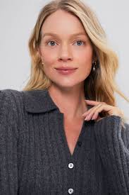 Hatch The Addie Polo Sweater Dress Storm Grey