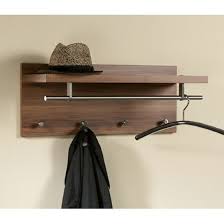 Features Stylish Wall Mounted Hall Stand In Walnut Finish Has Four Metal Hooks And A Hanger Rail In Wall Mounted Coat Rack Coat Rack Wall Modern Coat Rack