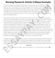 Stuck with your business critique paper? Nursing Research Article Critique Example Essay Example For Free 1122 Words Essaypay