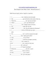 Match two words to make a common collocation. Past Simple All Forms Mixed Exercise 2 Perfect English Grammar