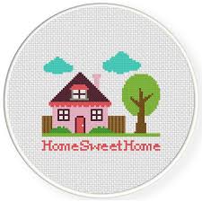 Cross stitching is enjoying a resurgence in popularity as crafters look for different ways to express their creativity. Home Sweet Home Cross Stitch Pattern Cross Stitch House Cross Stitch Patterns Cross Stitch