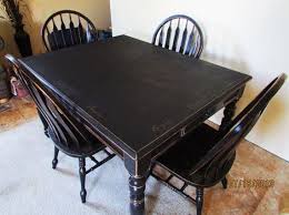 You might also like this photos. Like The Black Chairs With The White Distressed Table Legs Description From Pinterest Distressed Kitchen Tables Distressed Kitchen Dining Chairs Painted Black