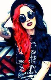 Half Black Half Red Hairstyle Hair Color For Black Hair Half Colored Hair Hair Color Pastel