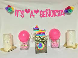 It S A Senorita Beautiful Mexican Baby Shower Baby Shower Banner And Centerpiece Mexican Baby Shower Baby Shower Funny Festive Baby Shower