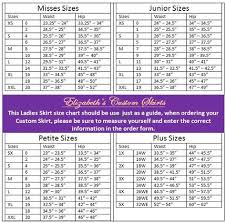 Ladies Skirt Size Chart Size Chart Sewing Patterns