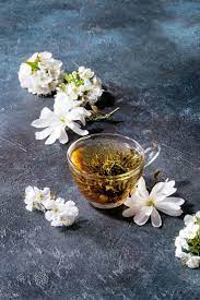 Tea With Spring Flowers Spring Flowers Blue Texture Background Flower Tea