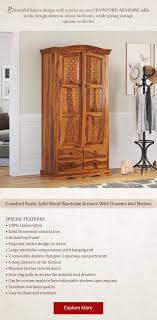 Prepac makes armoires and standalone wardrobe closets in different types of finishes including white, black, and oak. Crawford Rustic Solid Wood Clothing Armoire Wardrobe With Drawers Solid Wood Wardrobes Wood Clothes Wardrobe Armoire