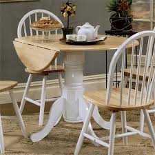 Coaster Damen Round Drop Leaf Dining Table In Natural Brown And White 4241 Jzy waterproof heavy cotton tablecloth for rectangle table wipeable table cloth for kitchen dining table (round, 60, palm leaf).