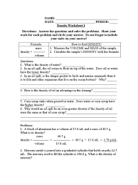 Density Practice Problem Worksheet Density Worksheet Word Problem Worksheets Chemistry Worksheets