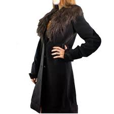 Forme veste, col tailleur, coupe droite, texture en laine mélangée, fermeture deux boutons, poches en biais. Manteau Marron Femme Laine Cachemire Avec Col Fourrure Mt0201 Un Grand Marche