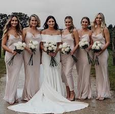 These Gorgeous Ladies Wearing Our Bias Cowl Slip Dress In Porcelain Mix Match Bridesmaids Dresses Pastel Bridesmaid Dresses Pastel Bridesmaids