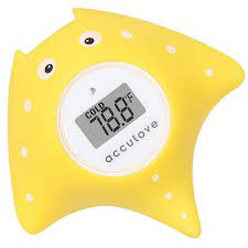 The digital reading gets updated every 10 seconds Amazon Com Acculove Baby Bath Thermometer Baby Safety And Floating Bath Toy Bathtub Temperature Thermometer Yellow Fish Only For Fahrenheit Industrial Scientific