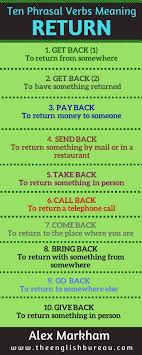 10 Phrasal Verbs Meaning Return The English Bureau Learn Portuguese Learn English Learning English For Kids