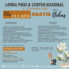 Check spelling or type a new query. Lomba Puisi Cerpen Nasional 31 Desember 2020