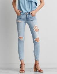 American Eagle Light Wash Ankle Ripped Jeans Size 2 Clothes Design Women Jeans Denim Jeggings