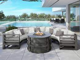 Ebel Palermo Cushion Aluminum Fire Pit Lounge Set Plrmoseclngset2 Fire Pit Sets Patio Furniture Fire Curved Sectional