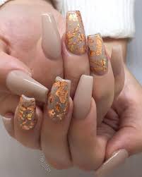 Pin By Noelle Ocampo On Nails Fall Acrylic Nails Fall Nail Designs Gold Nails