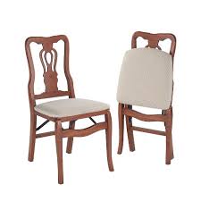 Product title costway set of 2 metal folding chair furniture black. 2pc Queen Anne Folding Chairs Cherry Stakmore Target