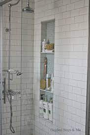 Diy Tall Shower Niche Tutorial Www Goldenboysandme Com Tile Shower Niche Shower Niche Shower Shelves