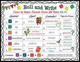 Fun And Engaging Roll And Write Activity Boards For Cinco De Mayo Students Will Practice Ar Er I Learning Spanish Learning Spanish For Kids Spanish Writing