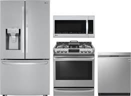 Find the best brands in kitchen appliances from lg gas range self cleaning instructions stainless steel lg gas range features include enough cooktop space for even lg ranges provide a. Lg Lgreradwmw3557 4 Piece Kitchen Appliances Package With French Door Refrigerator Gas Range Dishwasher And Over The Range Microwave In Stainless Steel