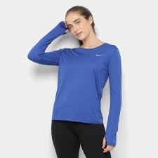 Camiseta Dry Fit Nike Manga Longa Camiseta Manga Longa Nike Dri Fit Miler Feminina Marinho Em 2020 Camiseta Manga Longa Nike Dri Fit E Nike Camisetas
