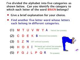 Quick, there's a dizzy chuff serving pizza with glazy gyoza! Find Another Five Letter Word Whose Letters Each Belong In Different Categories I Ve Divided The Alphabet Into Five Categories As Shown Below Can You Ppt Download