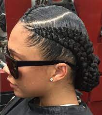 Goddess Braids Updo With Side Part Feed In Braids Hairstyles Goddess Braids Updo Natural Hair Styles