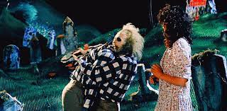 His model of their house is shown in the opening scene of the movie, with a large spider crawling over the roof: Gif Beetlejuice Tumblr Beetlejuice Beetlejuice Movie Beetlejuice Cartoon
