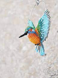 kingfisher suncatcher beaded bird art hanging decor bird lover gift bird art beaded animals
