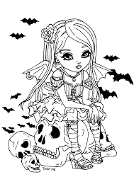 Here are things that you can use a coloring page for so others can see your coloring talent. Color This Cute Little Vampire Girl Sitting On A Big Skull Witch Coloring Pages Skull Coloring Pages Halloween Coloring Pages