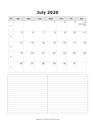 Check spelling or type a new query. Printable July 2020 Calendar With Space For Appointments Vertical Free Calendar Template Com