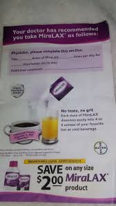 Doctor's recommendations (i did everything except the miralax and enema): Miralax Coupon Miralax Prescription Tasting