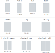 memory foam mattress size chart from amerisleep in 2019