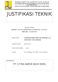 Jenis dan nama produk, karakteristik produk. Maksud Justifikasi Program