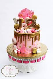 Happy Birthday Cake For 12 Year Old Boy Pink And Gold Drip Cake 12th Birthday Cake Cute Birthday Cakes Birthday Cakes For Teens