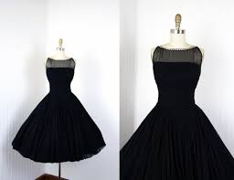 1950s Dress Vintage 50s Dress Black Silk Chiffon Designer Princess Cocktail Dress S Rappi 398 00 Via E Vintage Dresses 50s Dresses 50s Fashion Dresses