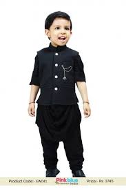 Kids Boys Bollywood Style Black Cowl Kurta Pajama Set With Modi Waistcoat Kids Fashion Wear Kids Indian Wear Kids Wear Boys