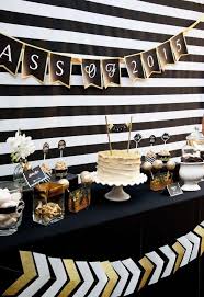 Black And Gold Graduation Decorations Black And Gold Graduation Party Graduation End Of School Party Ideas Gold Graduation Party Graduation Party High Graduation Party