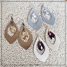 The same instructions apply to the flower foil earrings. How To Make Faux Leather Earrings With Crystals On A Cricut Leather Earrings Cricut Crafts Diy Jewelry Making